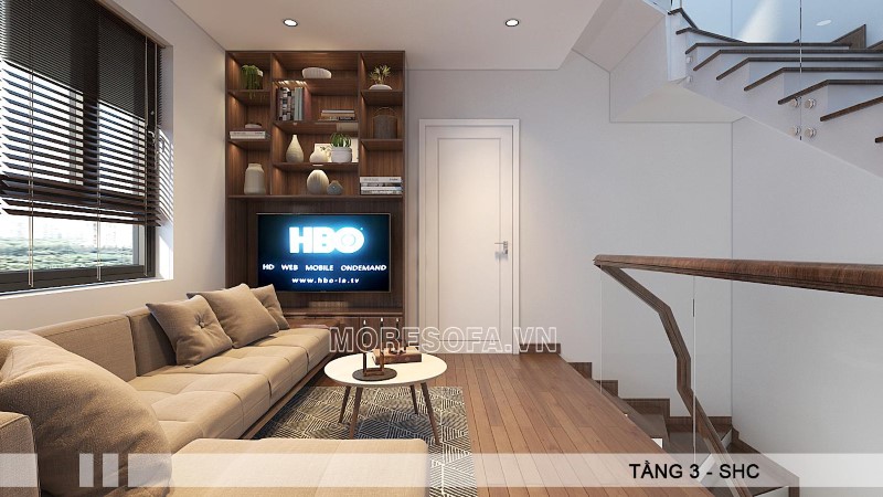 Bộ sofa góc gỗ óc chó tự nhiên